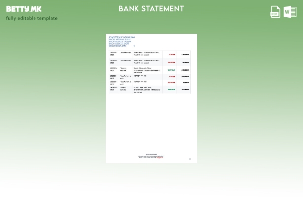 модерен стил Швајцарија Шаблон за збор страници за извод од сметката на SNB на ш